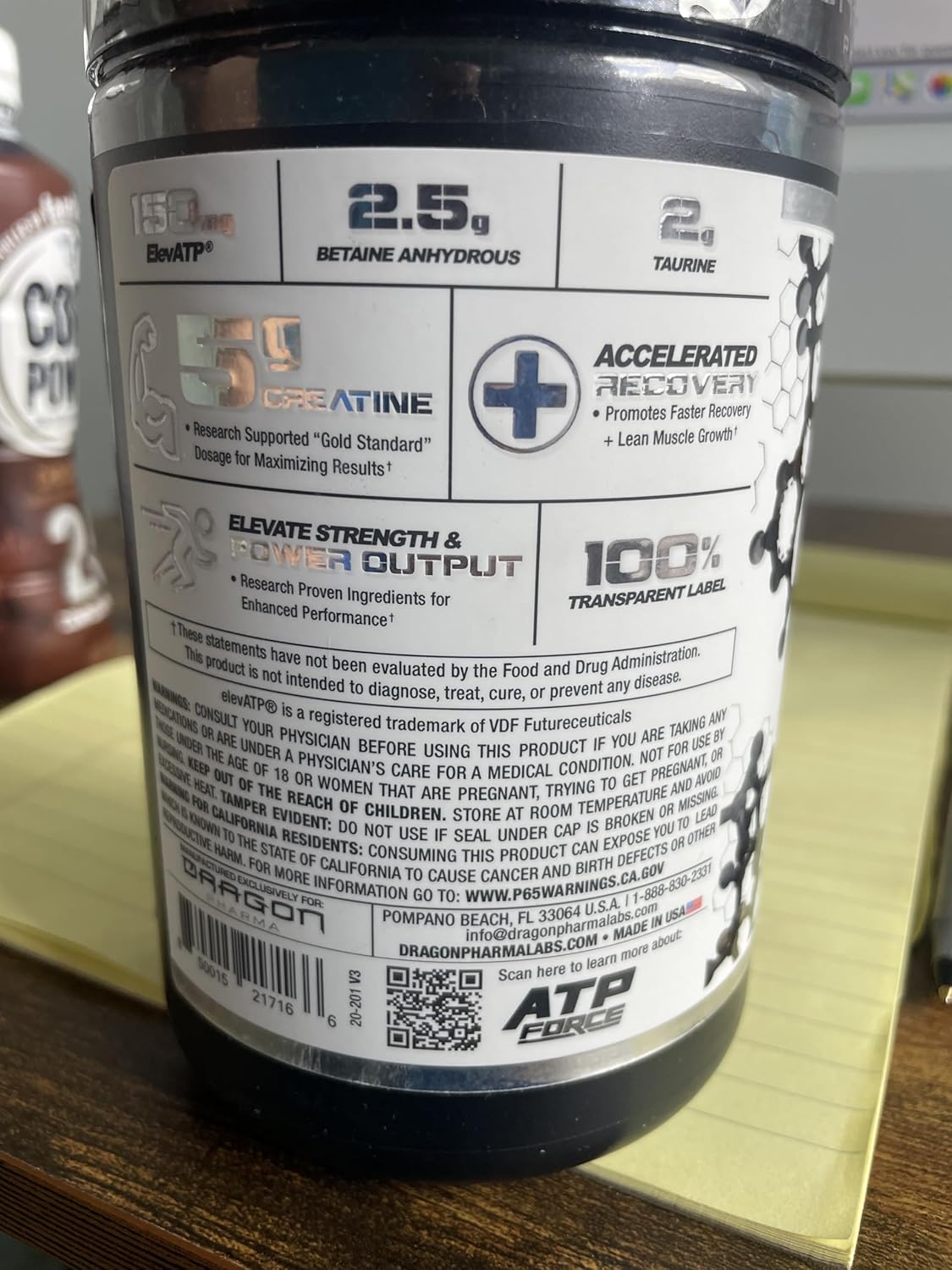 Dragon Pharma ATP Force Enhanced Creatine System - 5g CreaPure, Stim-Free, Boosts Muscle Mass & Recovery, Enhances Blood Flow - 30 Servings