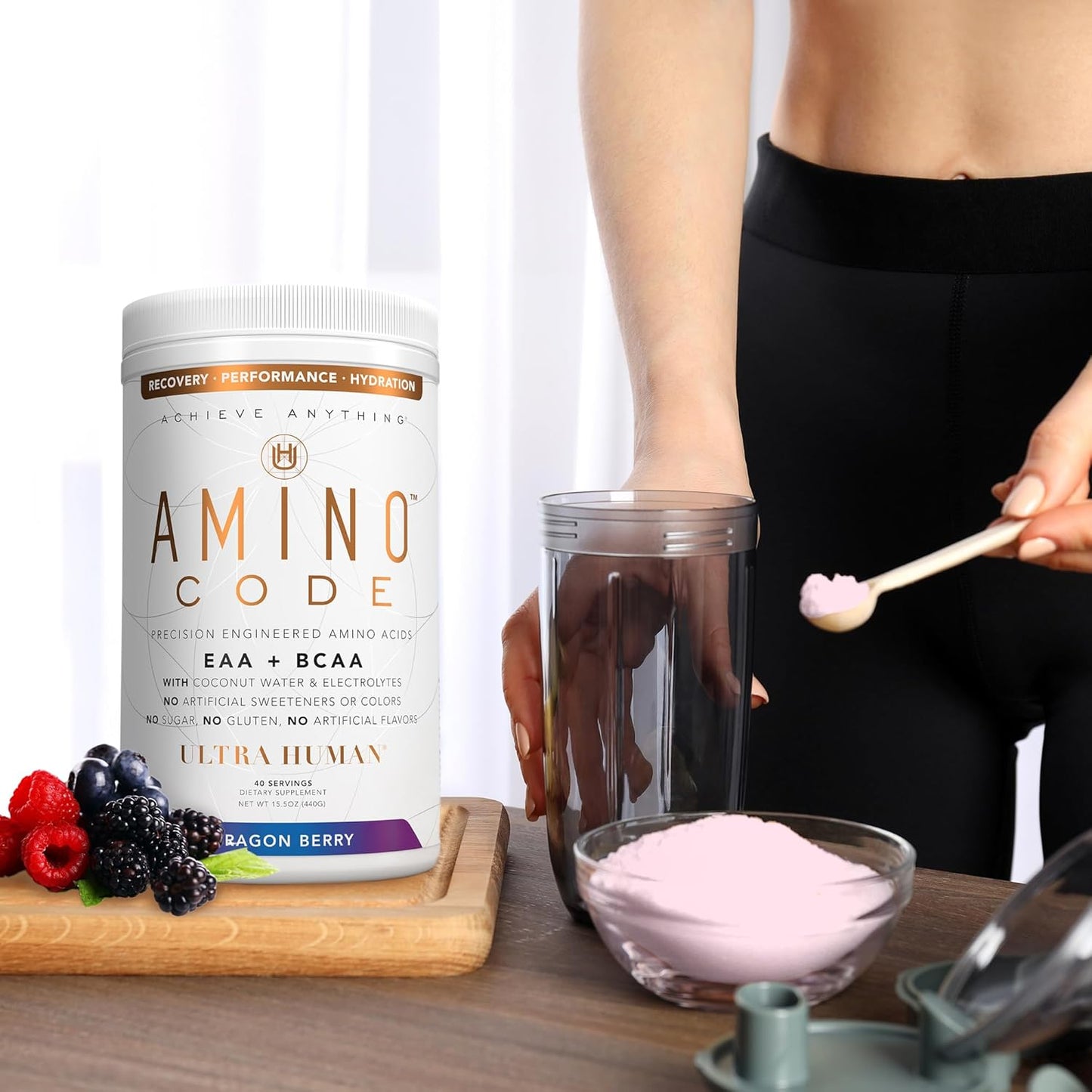 Dragonberry Amino Energy Powder Drink | Essential Amino Acids + BCAAs + Electrolytes | Fast Workout Recovery & Hydration | Clean Formula, 40 Servings