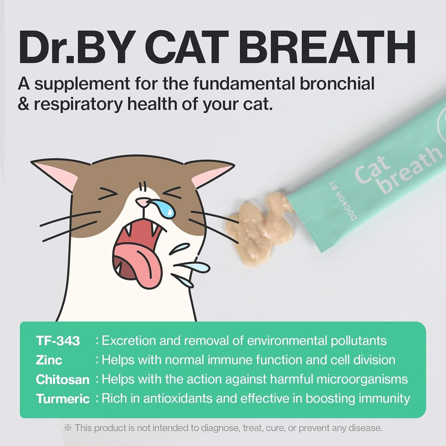 Dr.by Cat Breath Bronchial Supplements for Cat Sneezing, Asthma, Cold, and Cough Relief - Supports Respiratory Function and Immune Health - 30 Individually Packaged Chicken Treats