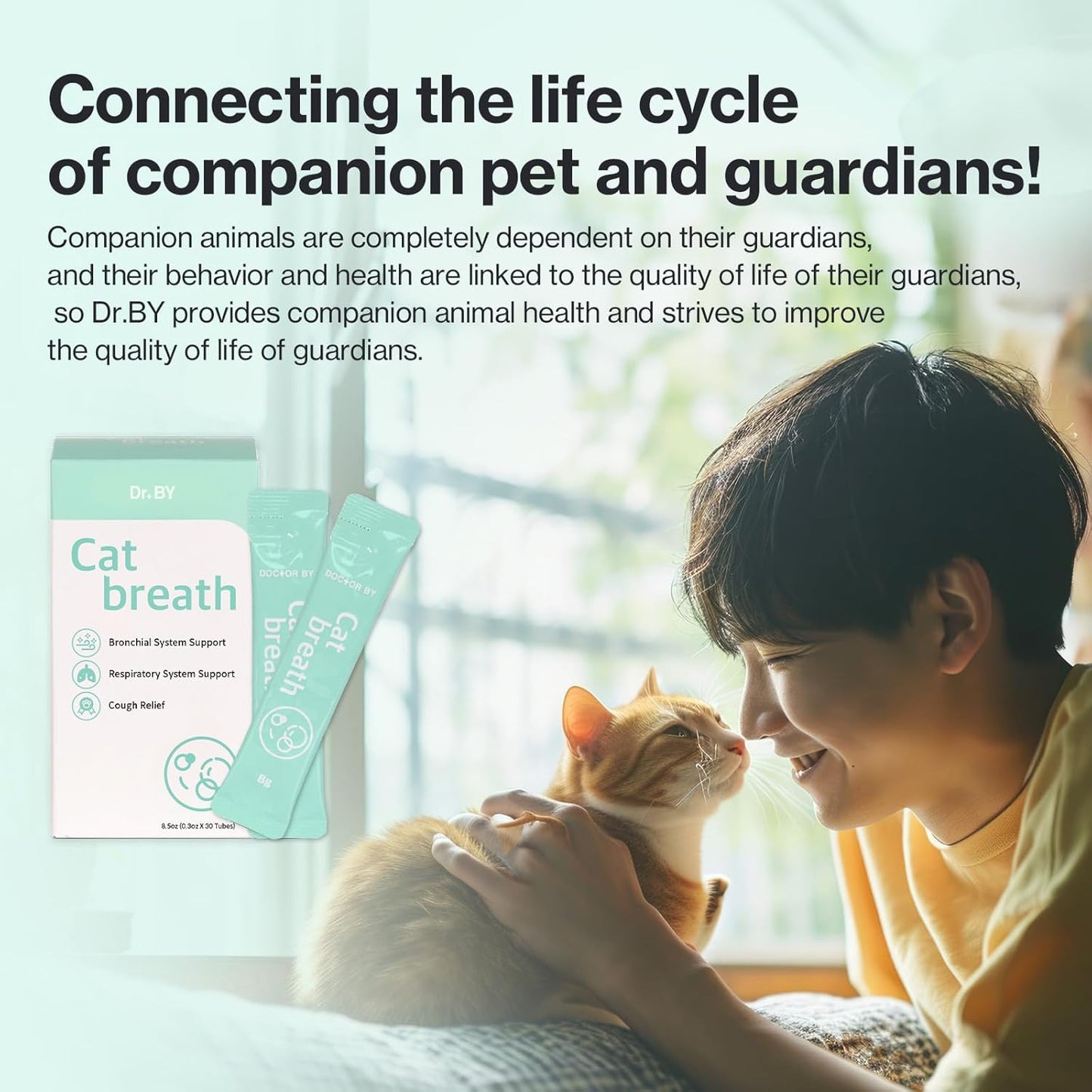 Dr.by Cat Breath Bronchial Supplements for Cat Sneezing, Asthma, Cold, and Cough Relief - Supports Respiratory Function and Immune Health - 30 Individually Packaged Chicken Treats