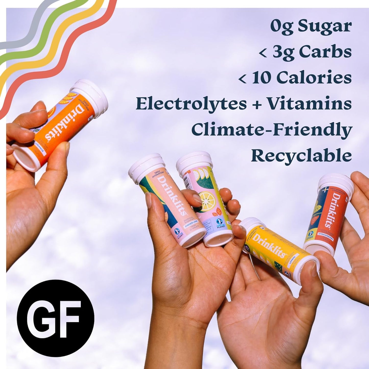 Drinklits Combo Pack: Orange Electrolyte Hydration & Lemon Immunity Tablets - 20 Servings, Gluten Free & Great Taste