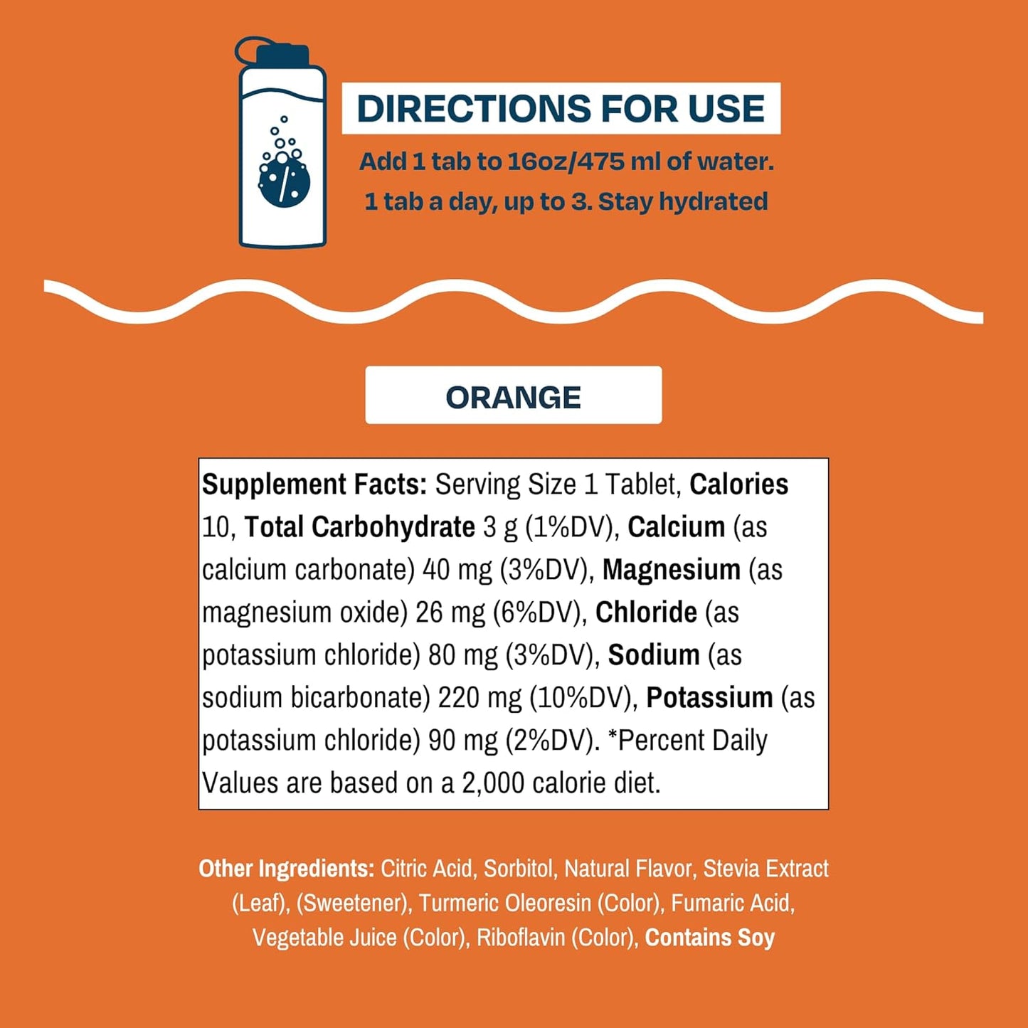 Drinklits Orange Electrolyte Tablets - Sugar-Free Hydration Solution - Essential Electrolytes - Convenient Daily Use - 10 Tablets