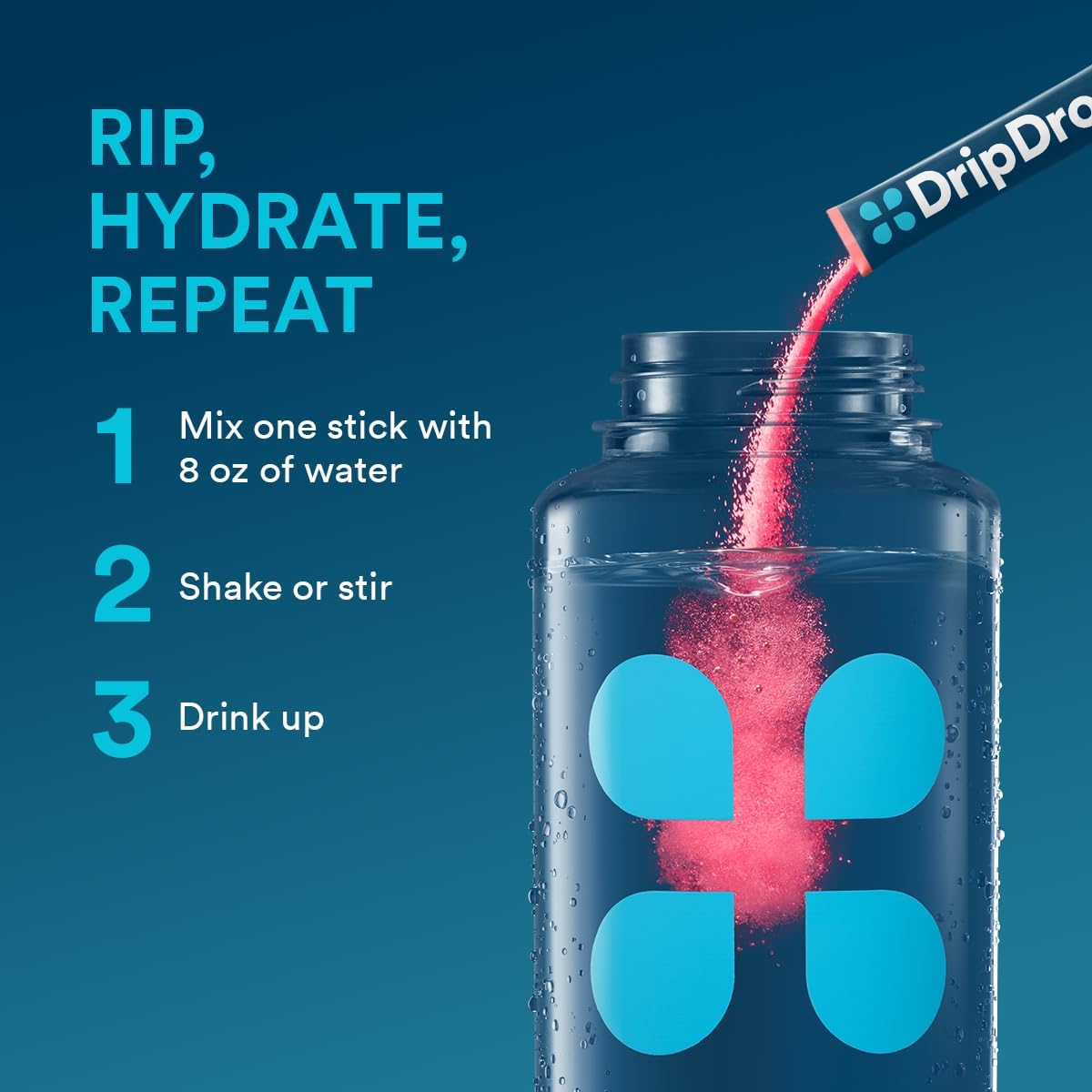 DripDrop Hydration Sunburst Variety Pack - Electrolyte Drink Mix Powder Packets - Lemon Lime, Strawberry, Peach, Black Cherry - Non-GMO, Gluten Free, Vegan - 32 Sticks - BoostGo Australia