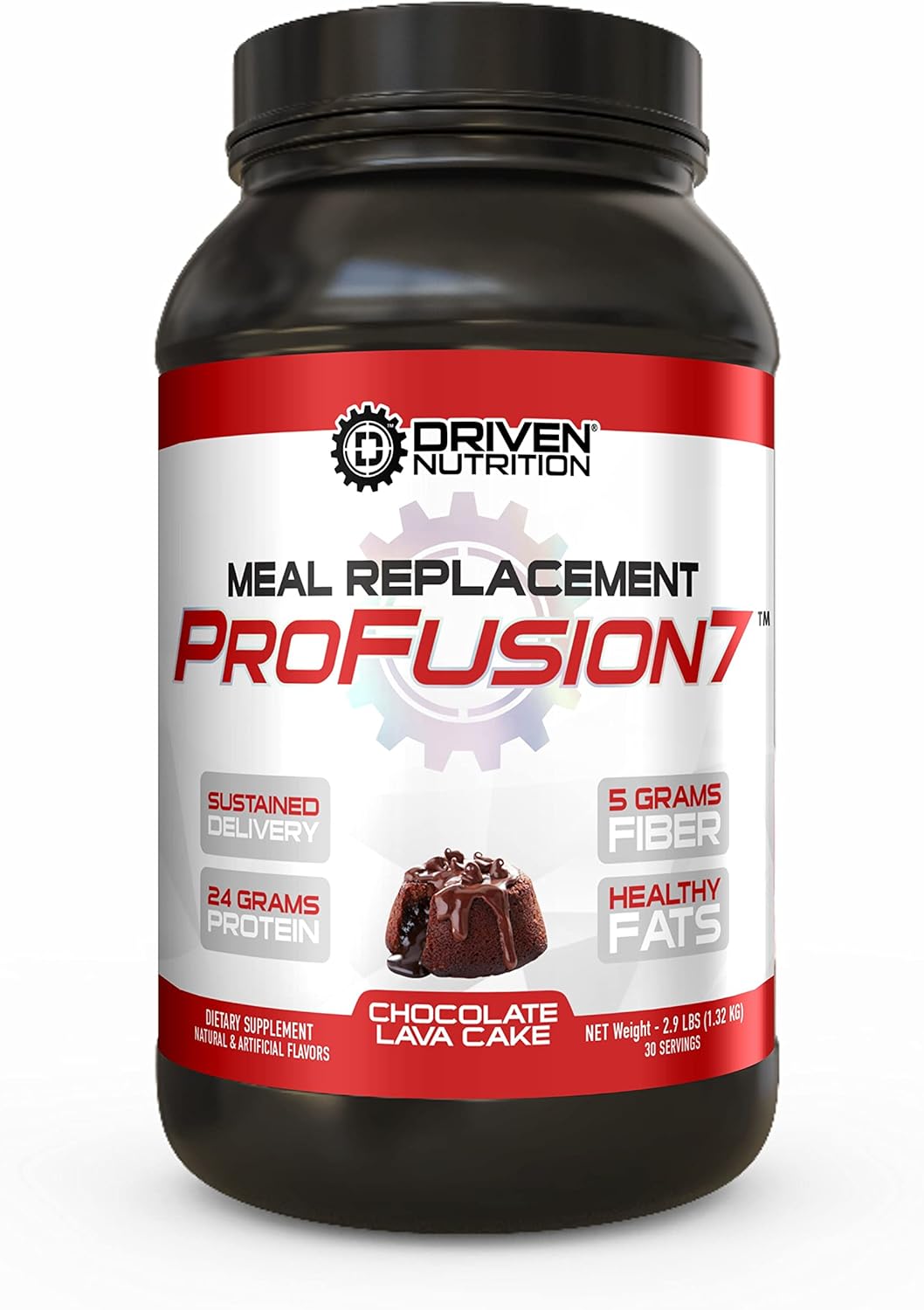 Driven Nutrition Driven Pro Fusion 7 Meal Replacement Powder - Chocolate Milkshake Flavor - 3 lbs - 24g Protein - Digestive Enzymes & MCT Oil - Gluten-Free - On-The-Go Energy & Muscle Support
