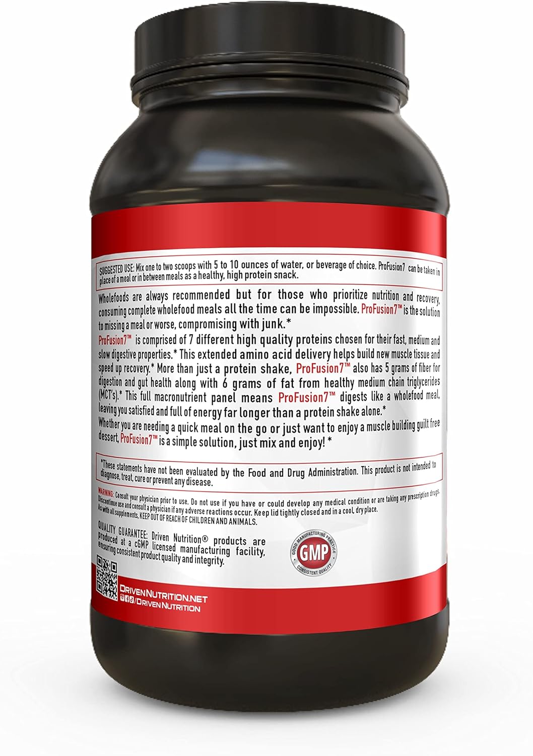 Driven Nutrition Driven Pro Fusion 7 Meal Replacement Powder - Chocolate Milkshake Flavor - 3 lbs - 24g Protein - Digestive Enzymes & MCT Oil - Gluten-Free - On-The-Go Energy & Muscle Support