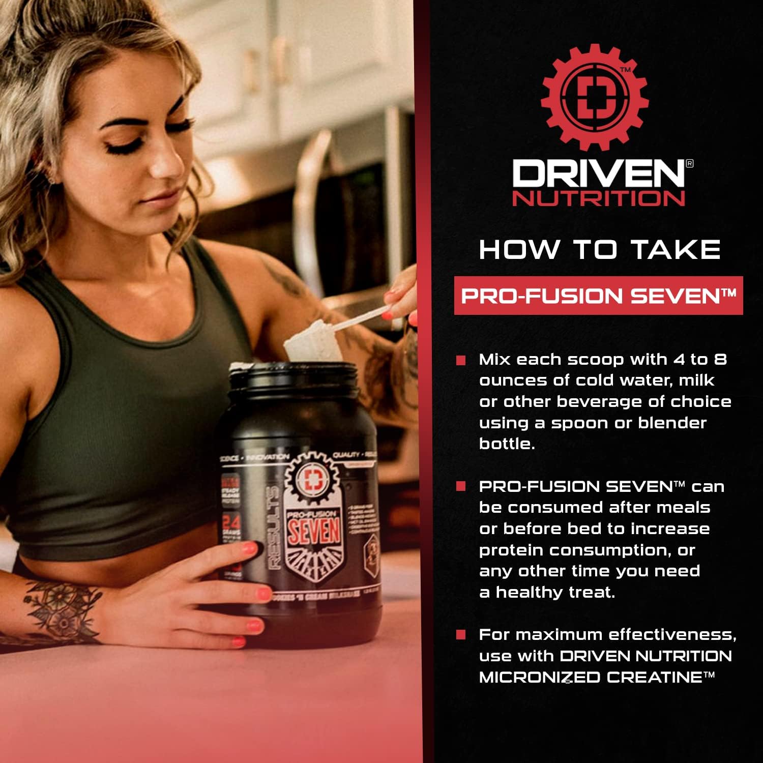 Driven Nutrition Driven Pro Fusion 7 Meal Replacement Powder - Chocolate Milkshake Flavor - 3 lbs - 24g Protein - Digestive Enzymes & MCT Oil - Gluten-Free - On-The-Go Energy & Muscle Support