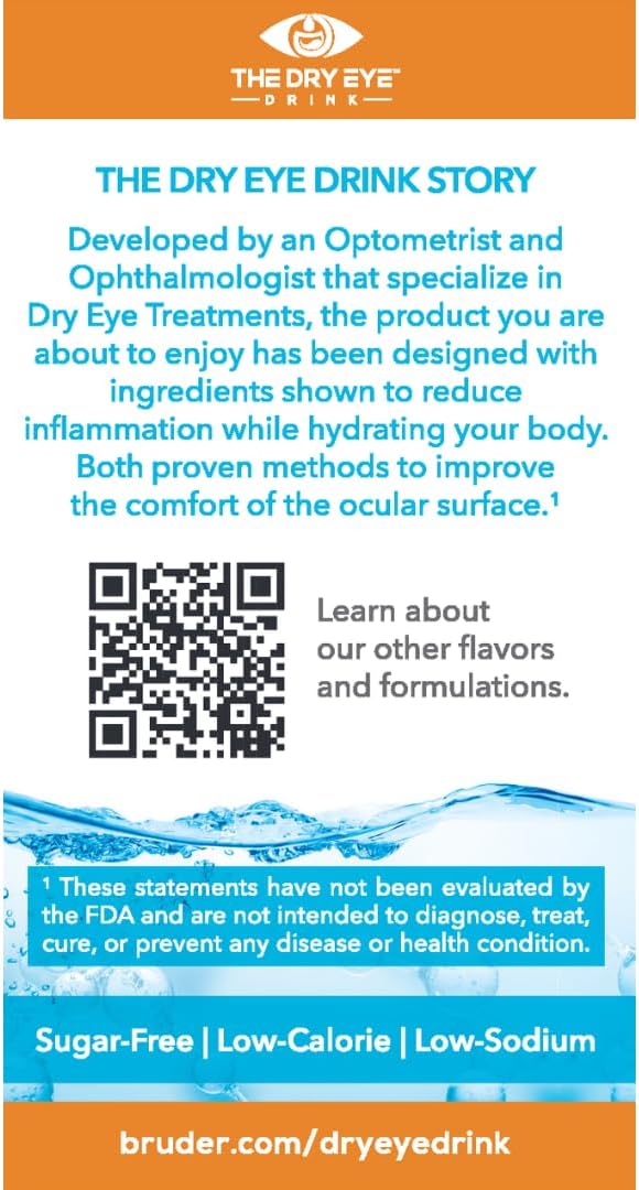 Dry Eye Hydration Drink - Electrolyte Powder Packets with Vitamins, Green Tea, Turmeric, Taurine, and DHA - Sugar-Free - Orange Flavor - 5g x 10 Packets