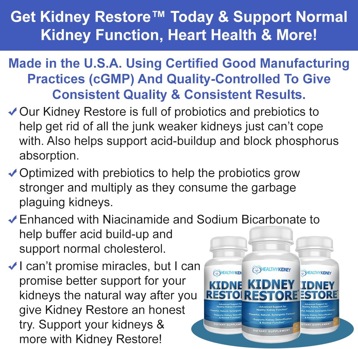 Dual Action Kidney Support Capsules with Vitamin D Antioxidants, Probiotics, & Cleansing Agents