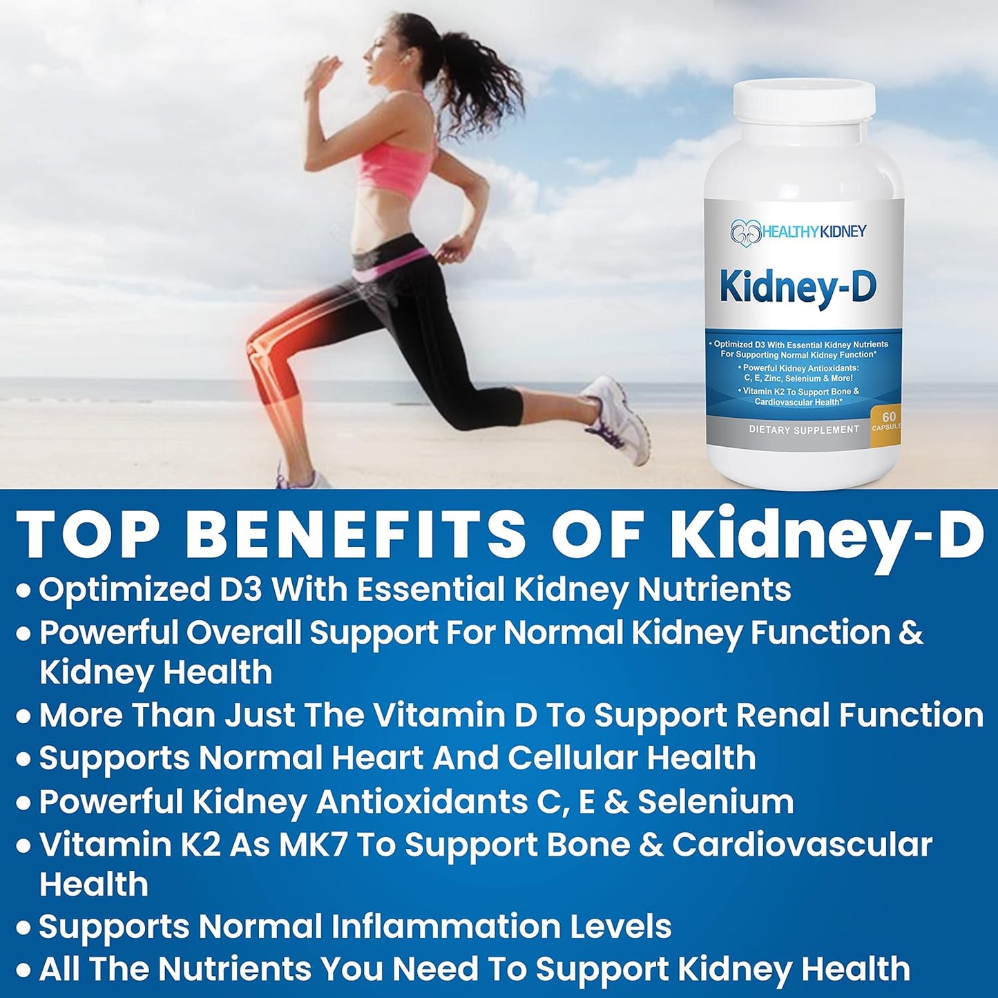 Dual Action Kidney Support Capsules with Vitamin D Antioxidants, Probiotics, & Cleansing Agents
