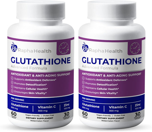 Dual Pack Glutathione with Vitamin C & Zinc for Immune Support, Detox, and Skin Health - 120 Tablets (2 Month Supply)