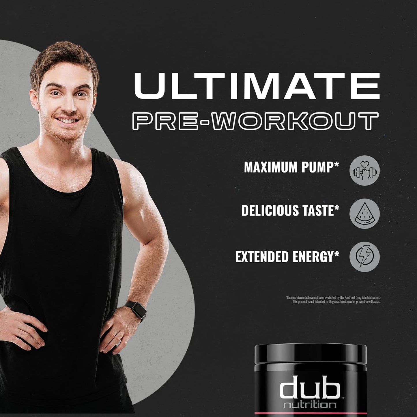 Dub Nutrition Watermelon Pre-Workout - Powerful Pump and Extended Energy Formula for Enhanced Performance - 3.88 Oz