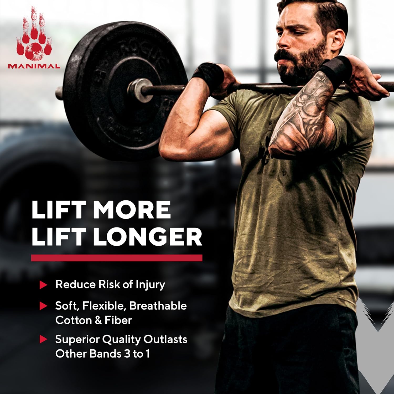 Durable Manimal Wrist Wraps for Weightlifting - Professional Straps for Men and Women - Strength Training, Bodybuilding, Powerlifting, Cross Fit - Support to Eliminate Wrist Pain (Since 2010)