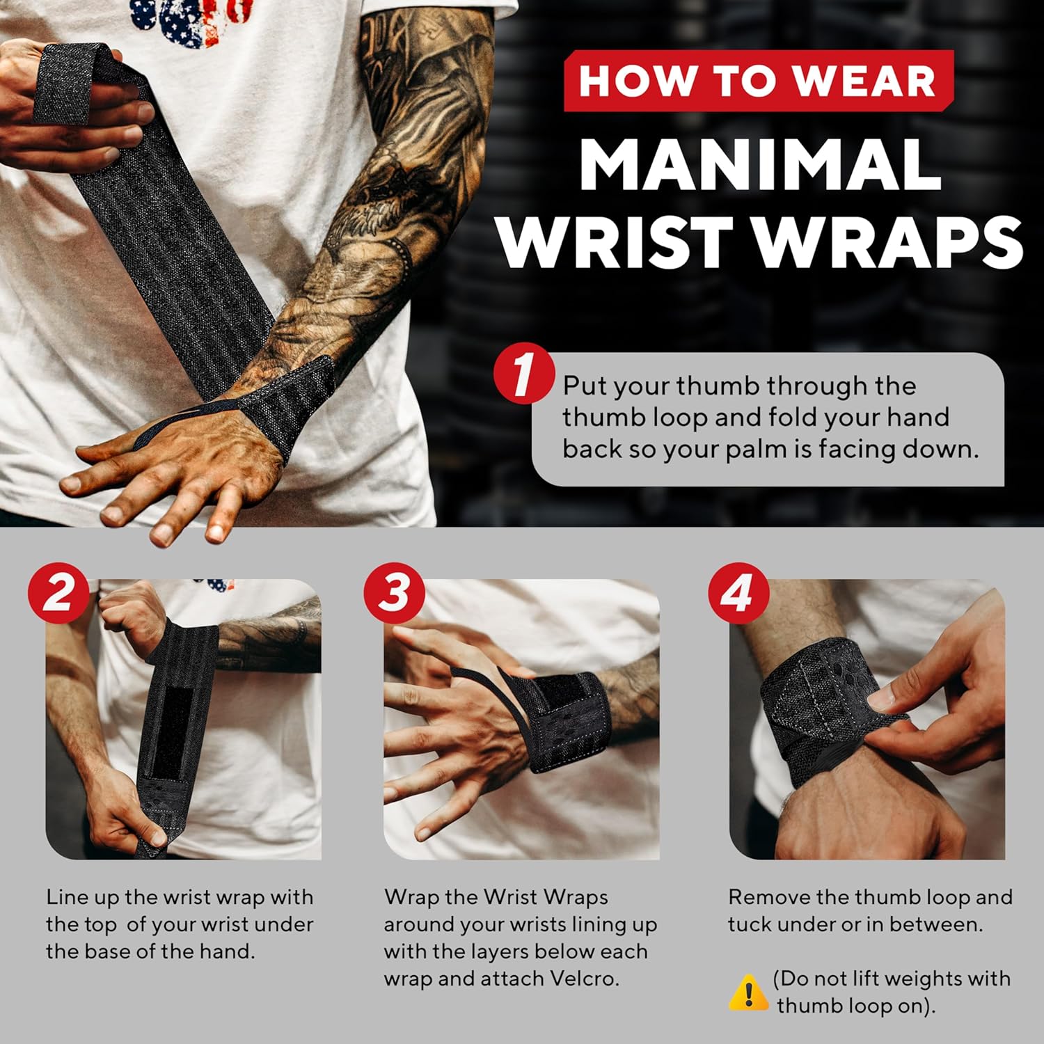 Durable Manimal Wrist Wraps for Weightlifting - Professional Straps for Men and Women - Strength Training, Bodybuilding, Powerlifting, Cross Fit - Support to Eliminate Wrist Pain (Since 2010)