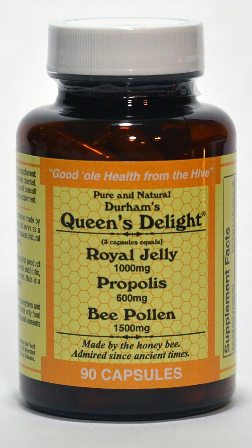 Durham's Bee Farm Royal Jelly, Propolis, and Bee Pollen Capsules - High Potency Daily Supplement