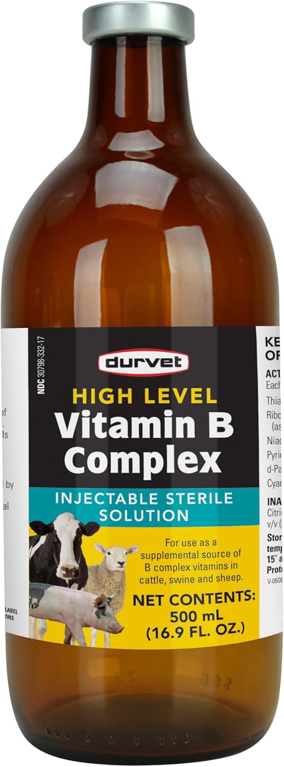 Durvet 063404 Yellow High Level Vitamin B Complex Liquid Supplement 500ml