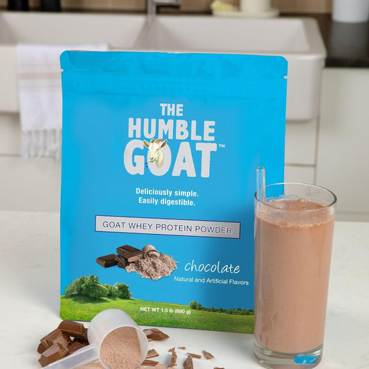 Duuous The Humble Goat Chocolate Goat Whey Protein Powder, 1.5lb Container, 25g Protein, 19 Servings, Digestible Formula