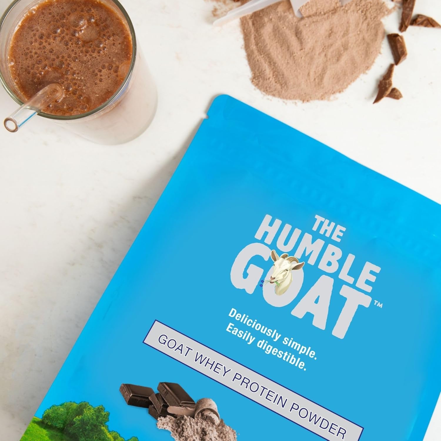 Duuous The Humble Goat Chocolate Goat Whey Protein Powder, 1.5lb Container, 25g Protein, 19 Servings, Digestible Formula