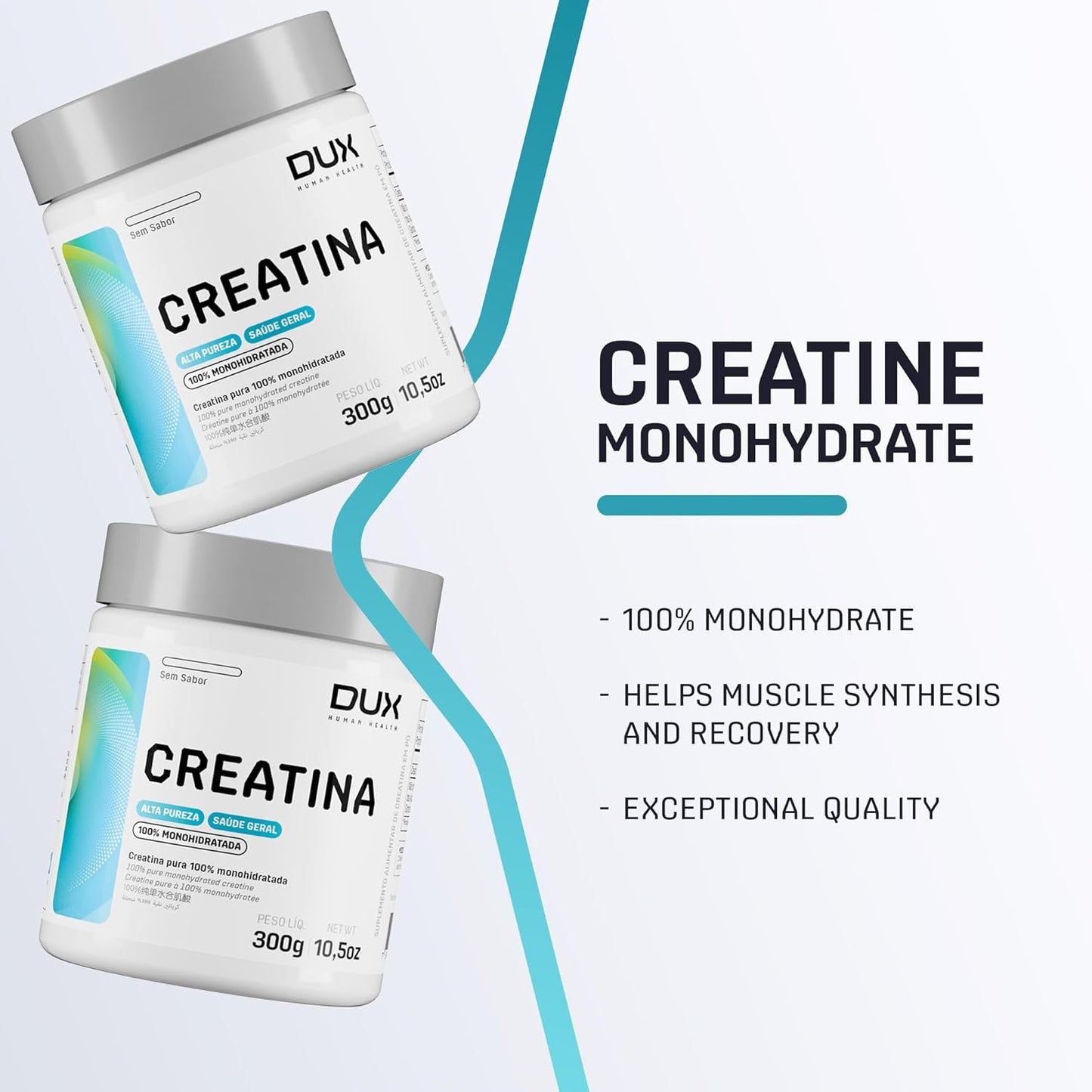 Dux Nutrition Lab Creatine Monohydrate Powder - Muscle Builder & Strength Recovery Supplement for Men and Women - Unflavored - 60 Servings - 10.5oz