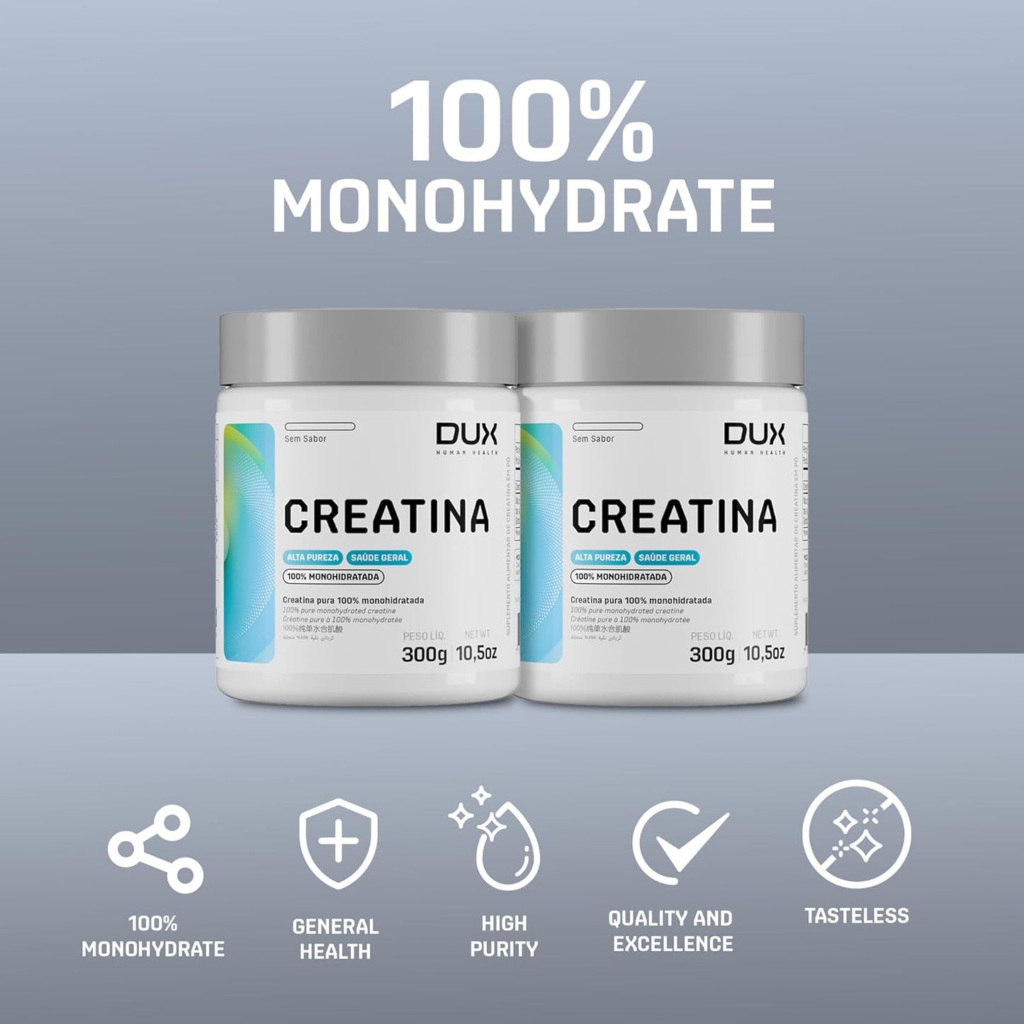 Dux Nutrition Lab Creatine Monohydrate Powder - Muscle Builder & Strength Recovery Supplement for Men and Women - Unflavored - 60 Servings - 10.5oz