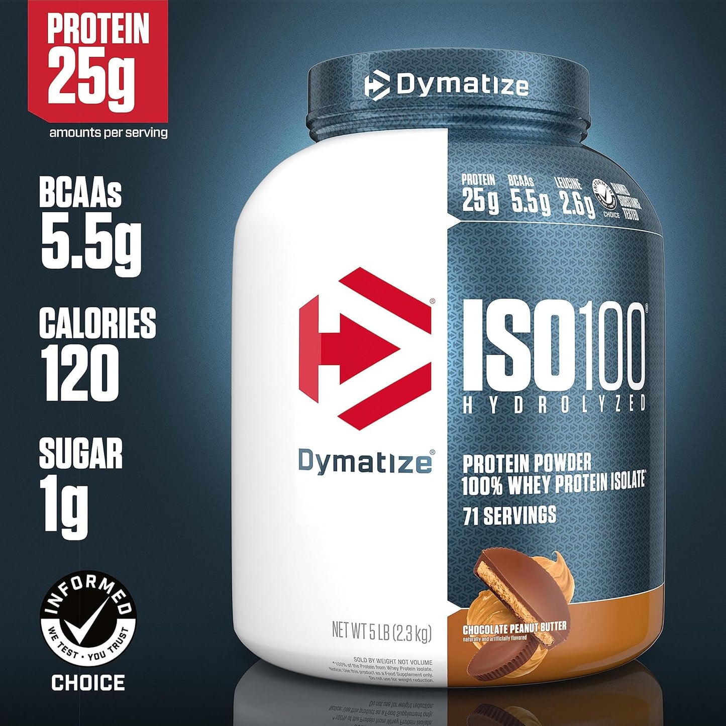 Dymatize ISO 100 Chocolate Peanut Butter Whey Protein Powder - 5lb, 25g Hydrolyzed Whey Isolate - BoostGo Australia