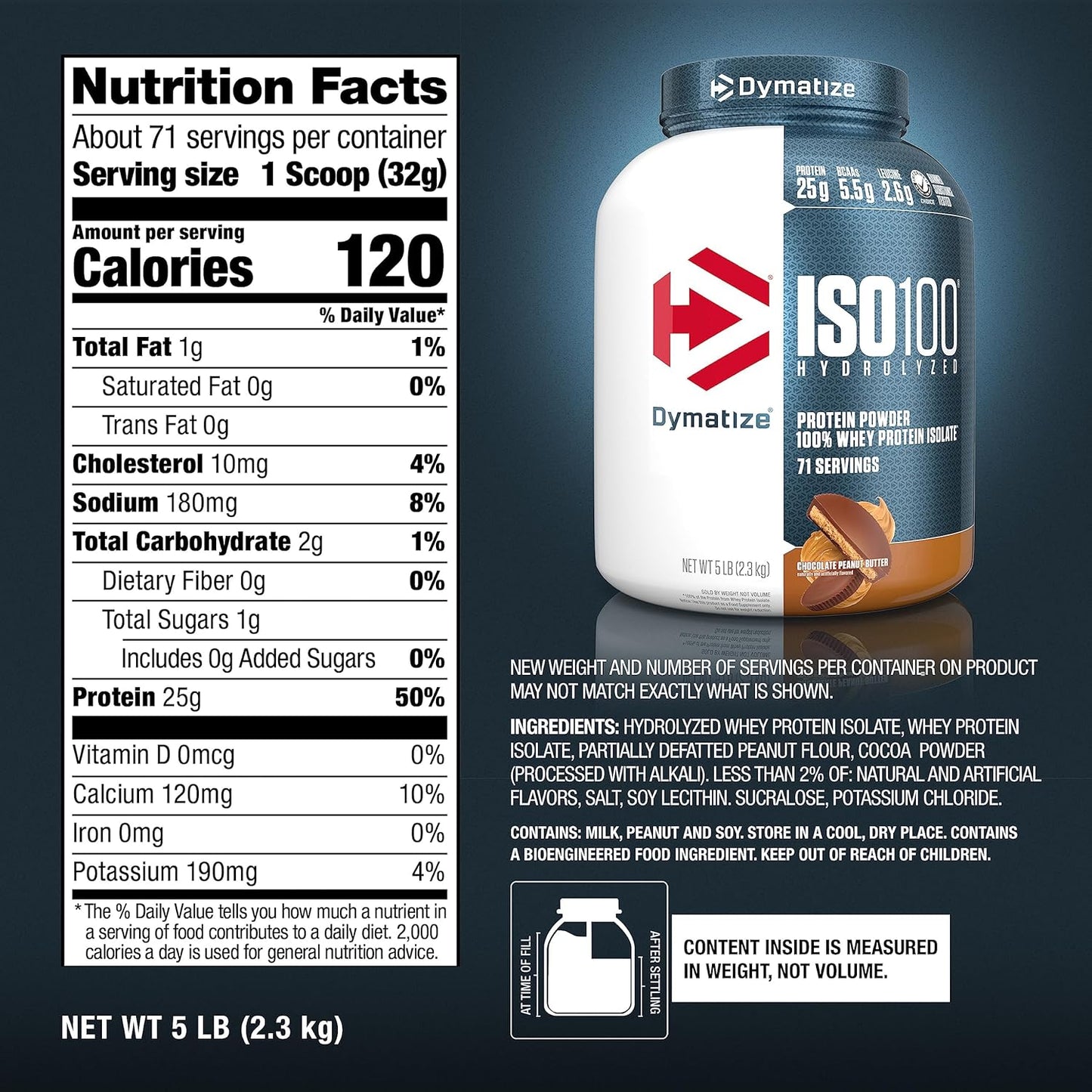 Dymatize ISO 100 Chocolate Peanut Butter Whey Protein Powder - 5lb, 25g Hydrolyzed Whey Isolate - BoostGo Australia