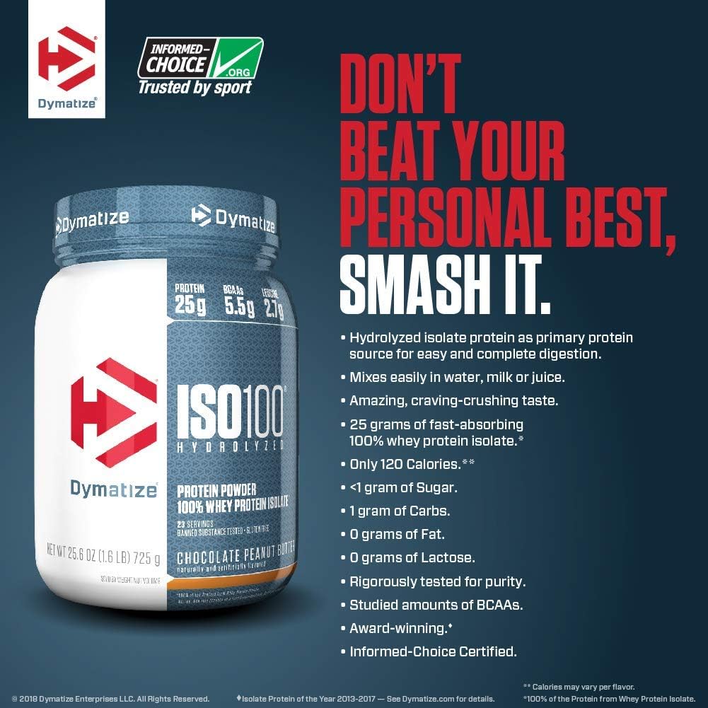 Dymatize ISO100 Hydrolyzed Whey Protein Isolate Strawberry Flavor - 5 lbs Pack