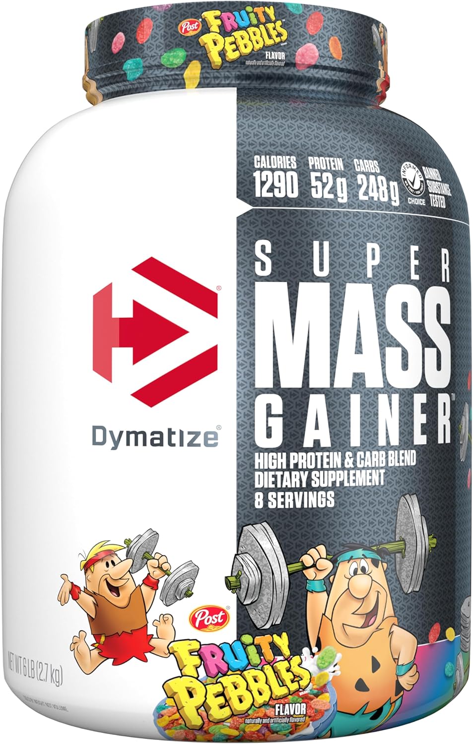 Dymatize Super Mass Gainer Protein Powder, Fruity Pebbles Flavor, 1290 Calories & 52g Protein, Easy Mixing, Delicious Taste - 6lb
