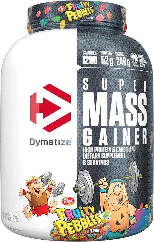 Dymatize Super Mass Gainer Protein Powder, Fruity Pebbles Flavor, 1290 Calories & 52g Protein, Easy Mixing, Delicious Taste - 6lb