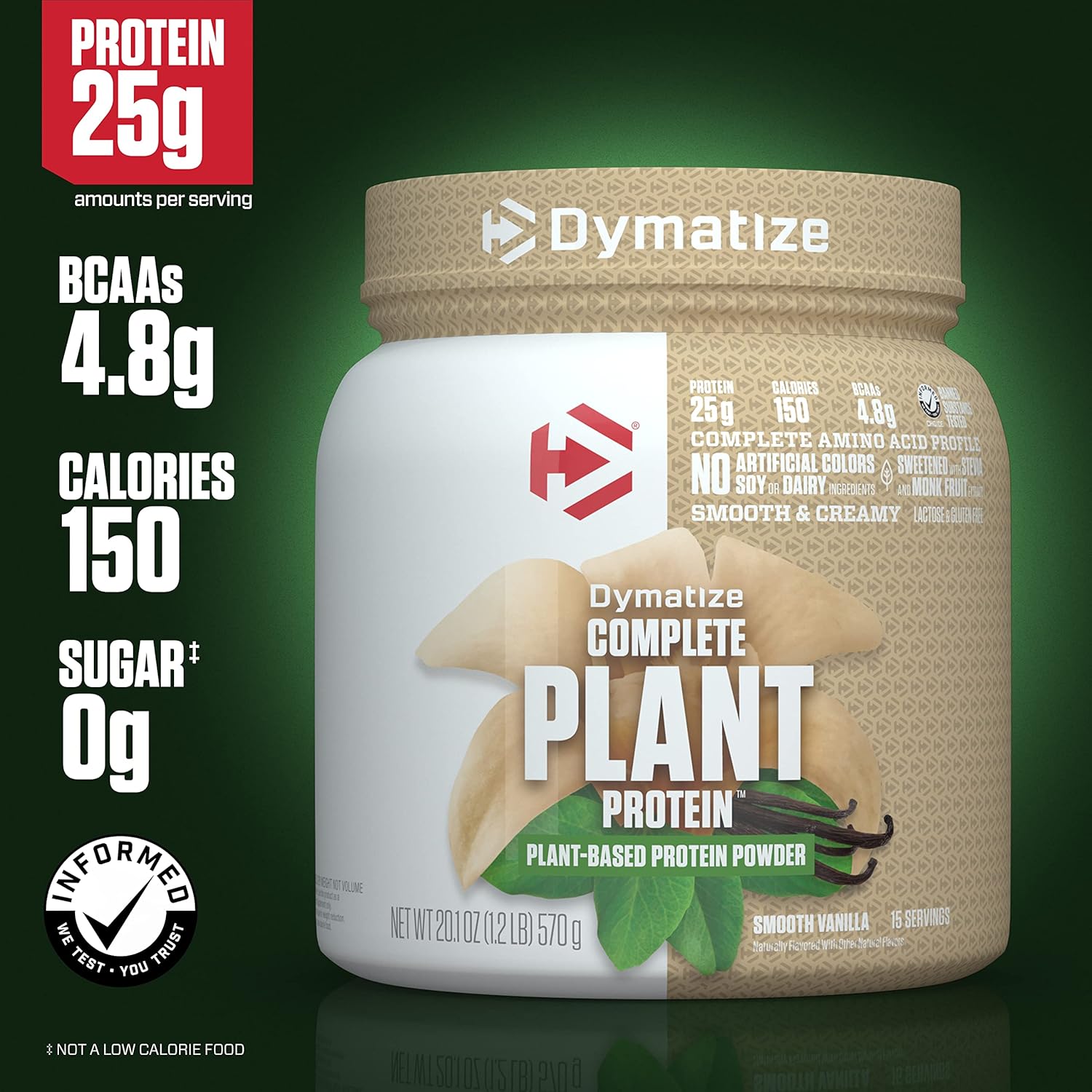 Dymatize Vegan Plant Protein: Smooth Vanilla, 25g Protein, 4.8g BCAAs, Complete Amino Acid Profile, 15 Servings - BoostGo Australia