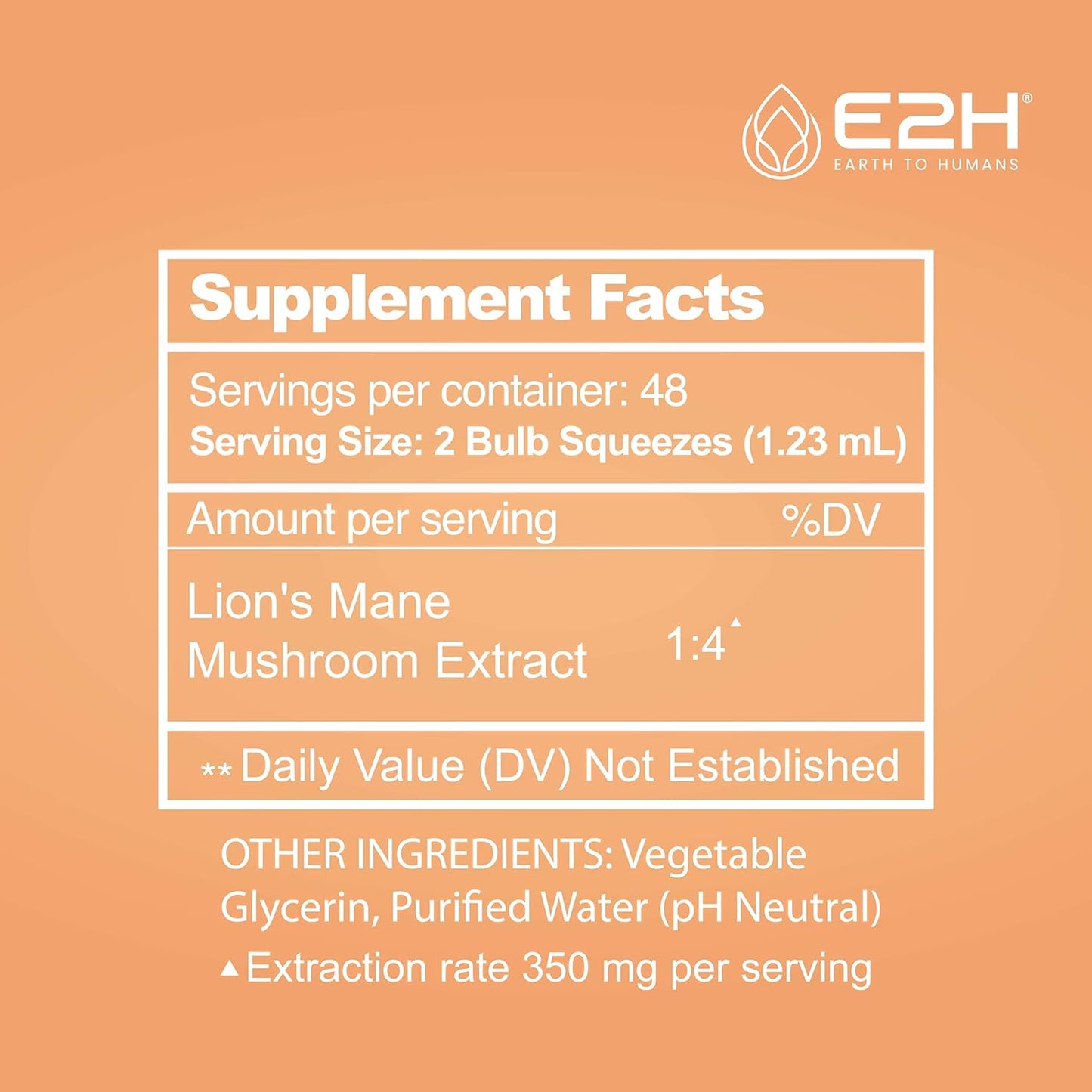 E2H Lion’s Mane Mushroom Extract - Enhances Mental Clarity, Memory & Focus - Immune Support Supplement - Non-GMO, Vegan - (3 Bottles)