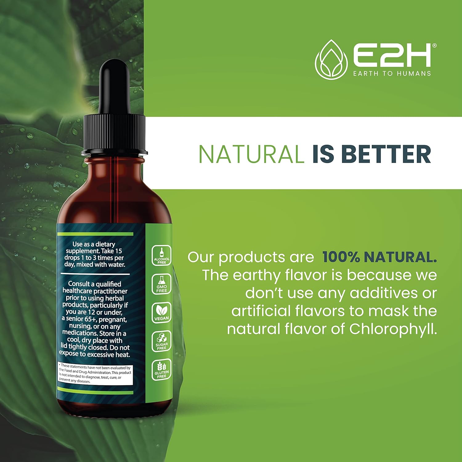 E2H Liquid Chlorophyll Bundle - Natural and Peppermint Flavor, Vegan, Non-GMO - 2 Fl Oz Each (4 Fl Oz Total)