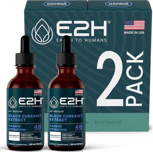 E2H Natural Black Currant Seed Extract - Immune System Support - Cold Pressed Liquid Formula - 2 Bottles