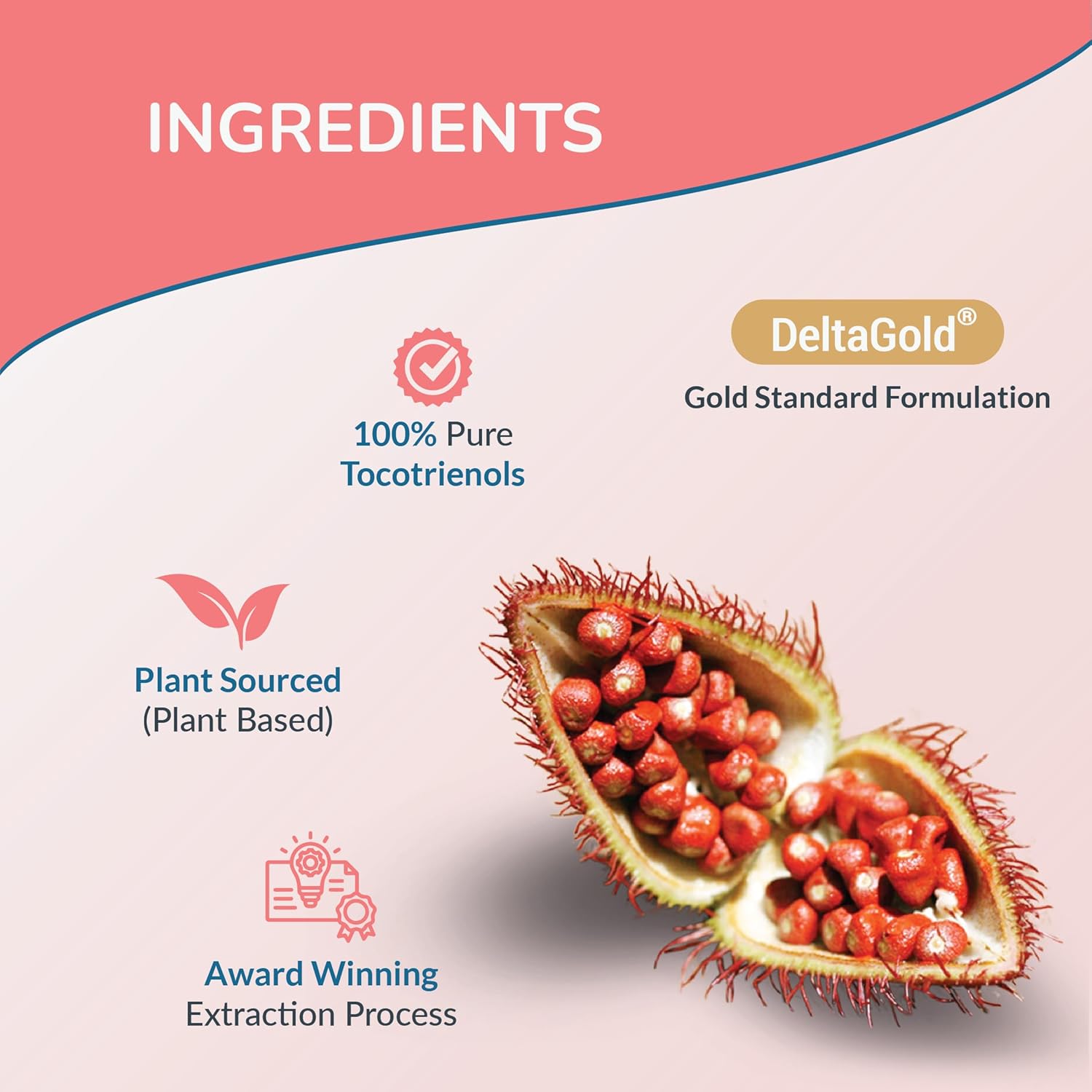 Eannatto Tocotrienols Deltagold 125mg Softgels - Immune Health Support - Non-GMO Antioxidant Supplement Pack of 6