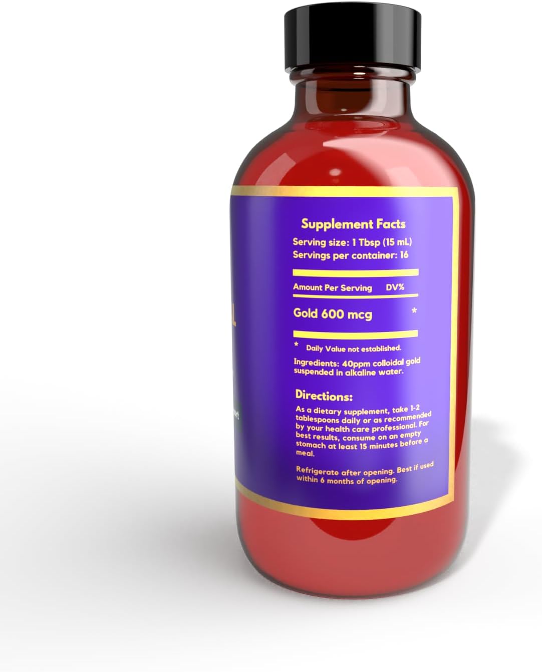 Earth Clinic ® Colloidal Gold - Concentrated 40 ppm, 8 fl oz Amber Bottle for Improved Brain Health & Cognitive Function