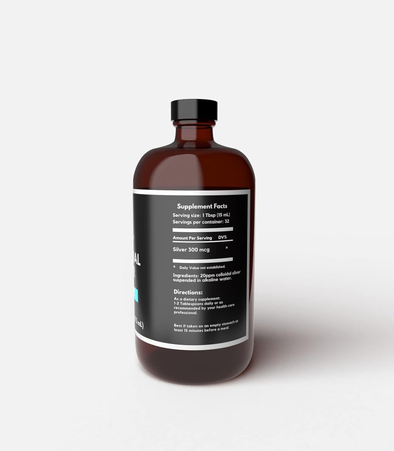 Earth Clinic ® Colloidal Silver 20 PPM in Large Amber Glass Bottle for Immune Support - 16oz (473mL)