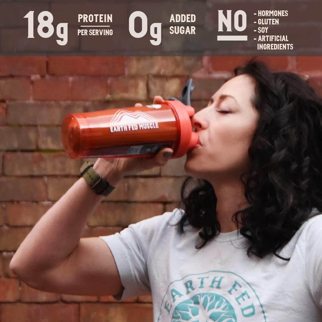 Earth Fed Muscle Nocturnal Protein Blend - Rich Dark Chocolate Flavor, 18g Protein, 23 Servings, Sugar Free, Keto, Soy Free, Gluten Free.