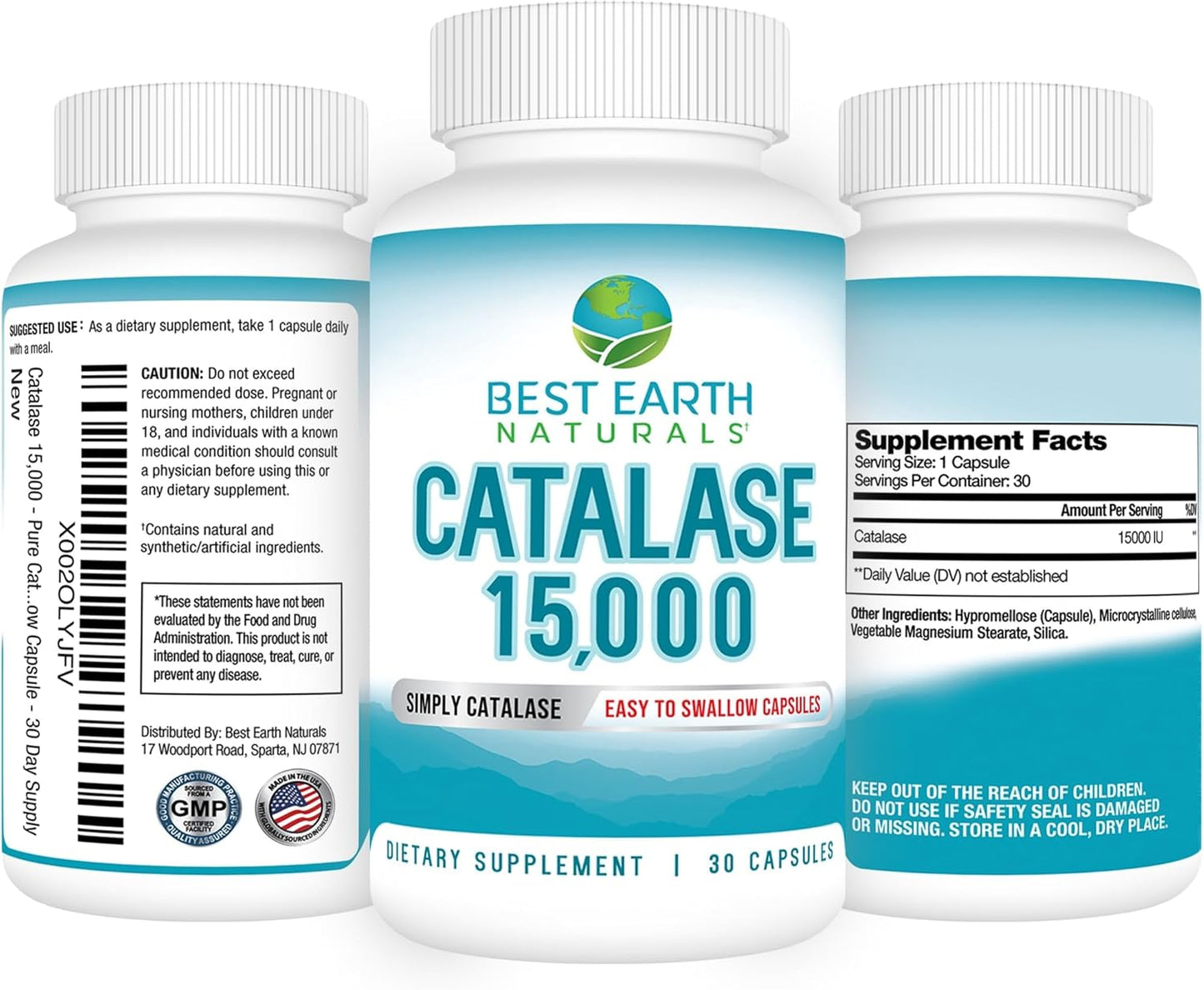 Earth Naturals Catalase Supplement - 15,000 IU - Hair Strength Formula - 30-Day Supply