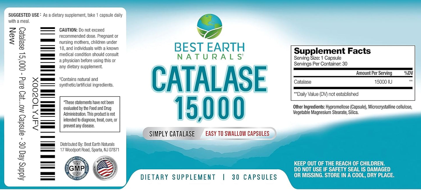 Earth Naturals Catalase Supplement - 15,000 IU - Hair Strength Formula - 30-Day Supply