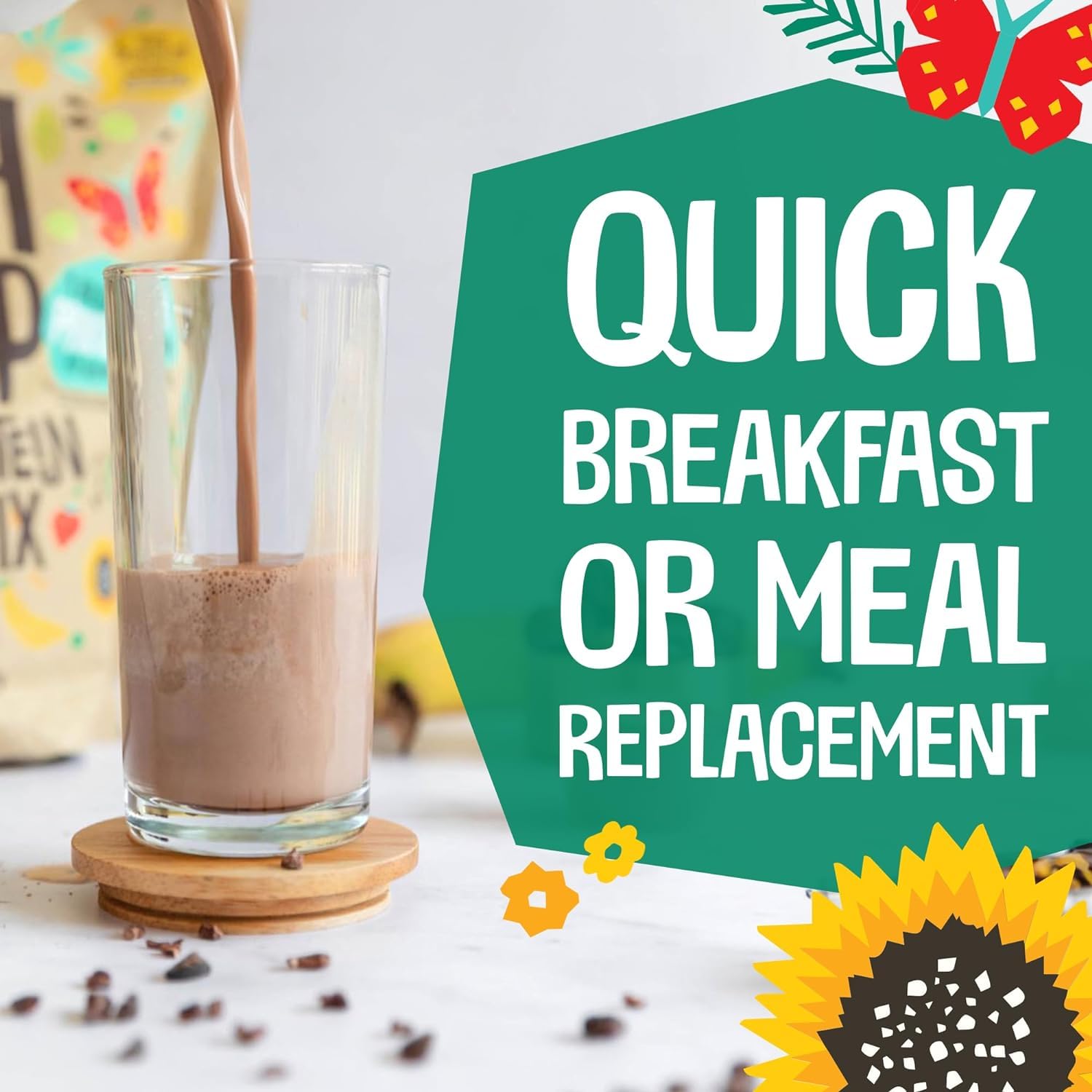 EarthChimp Organic Vegan Protein Powder with Probiotics - Plant Based Protein for Women and Men - Gluten Free Vanilla Powder - 26 Servings 32 Oz - BoostGo Australia