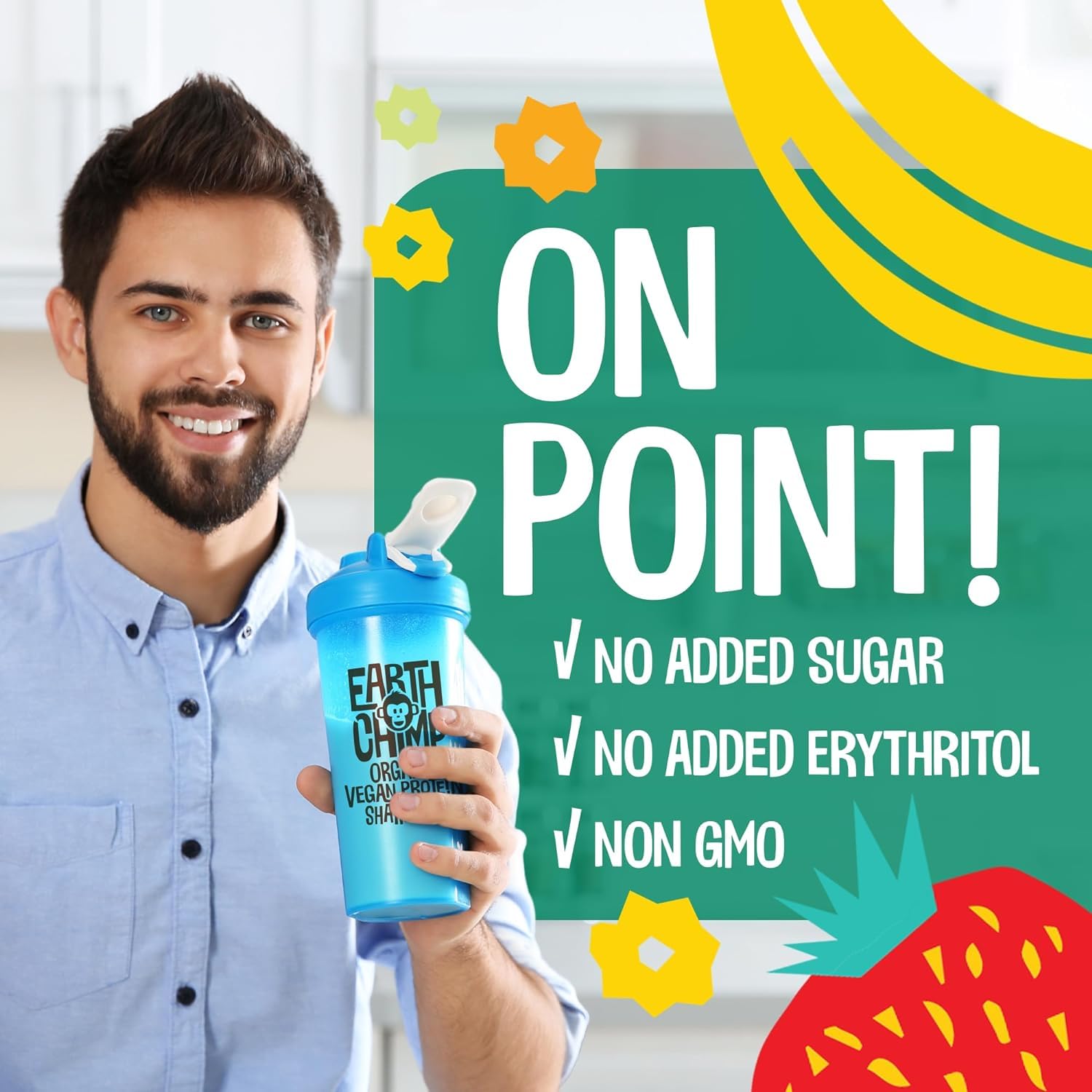 EarthChimp Organic Vegan Protein Powder with Probiotics - Plant Based Protein for Women and Men - Gluten Free Vanilla Powder - 26 Servings 32 Oz - BoostGo Australia