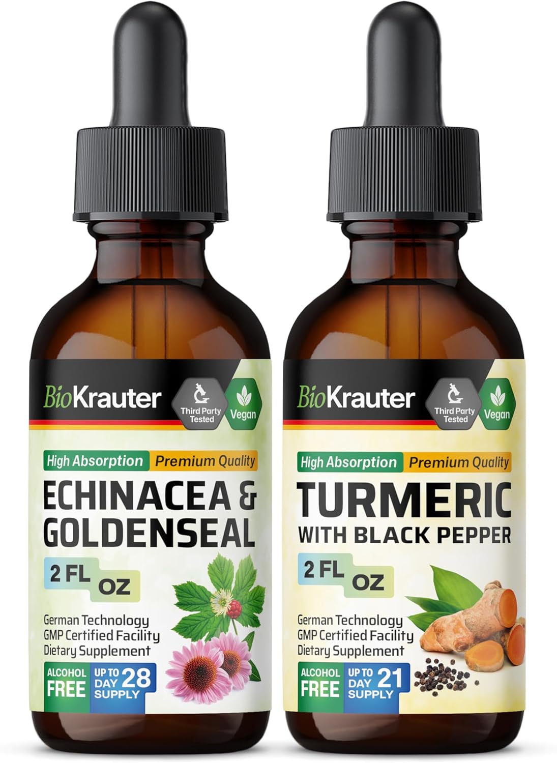 Echinacea and Goldenseal Tincture with Turmeric - 2 Fl. Oz. Each