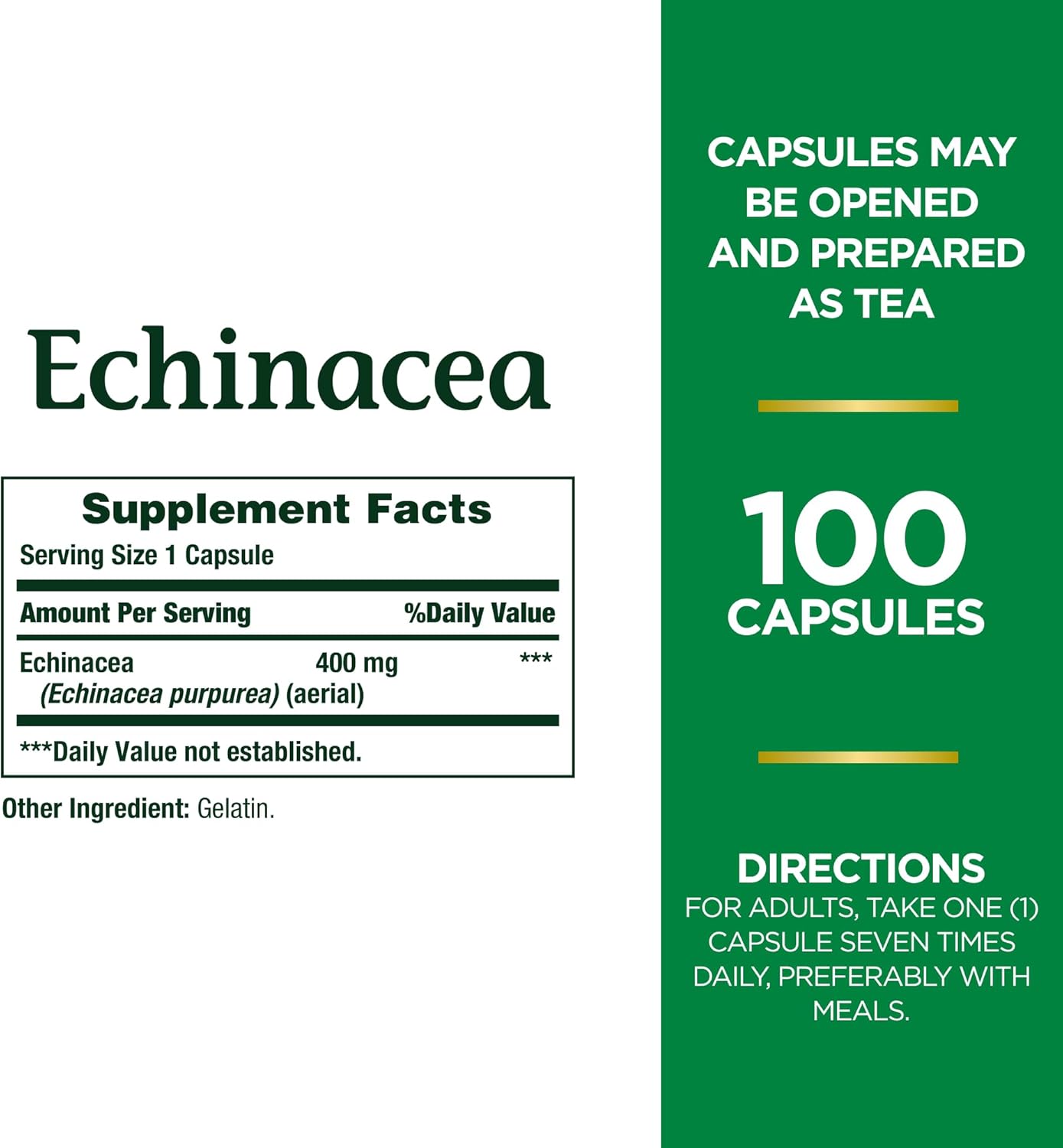 Echinacea Herbal Supplement for Immune Health - 400mg, 100 Capsules (2 Pack) by Nature's Bounty