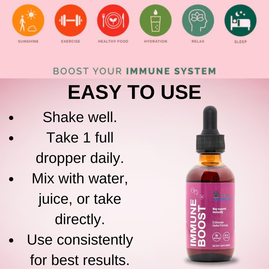Echinacea Liquid Extract Immune Booster Drops - 2 Oz Vegan & Non-GMO Tincture for Rapid Immunity Support