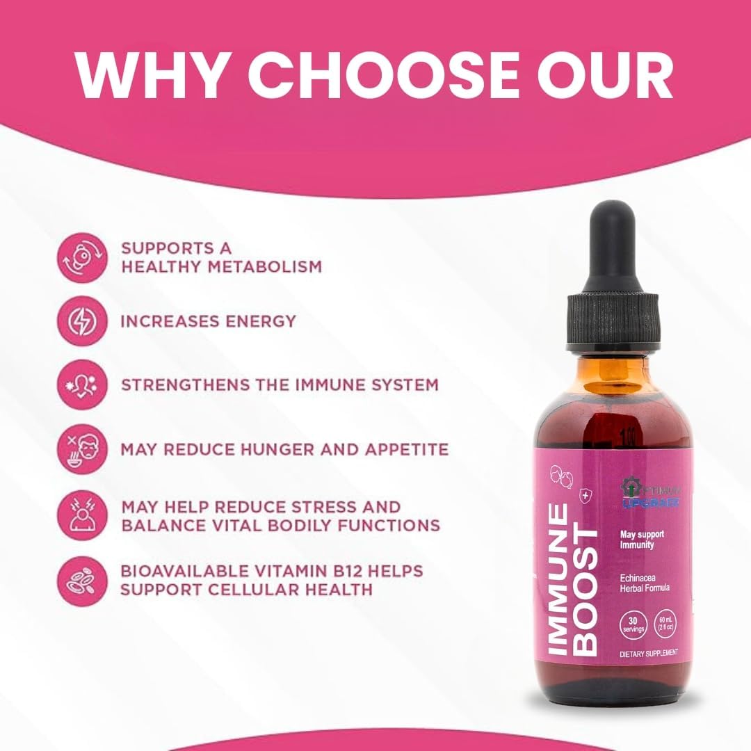 Echinacea Liquid Extract Immune Booster Drops - 2 Oz Vegan & Non-GMO Tincture for Rapid Immunity Support