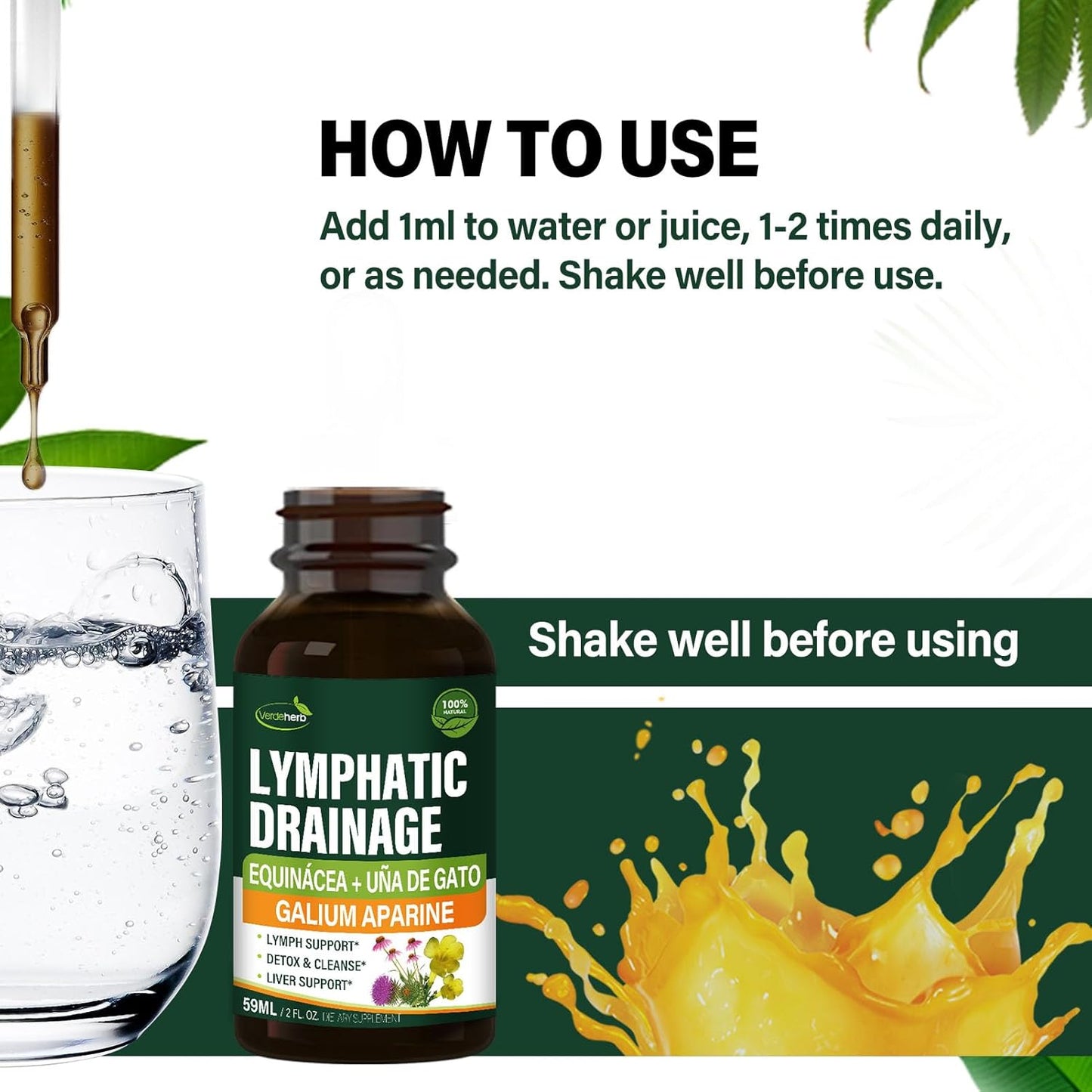 Echinacea Lymphatic Drainage Drops for Immune Support and Detox Cleanse - 4oz