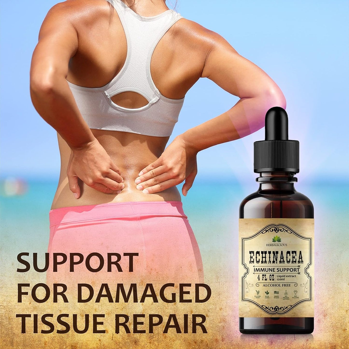Echinacea Supplement Liquid Drops for Immune Support - Herbal Antioxidant Formula - Vegan Tincture, Non-GMO, Gluten-Free 4oz