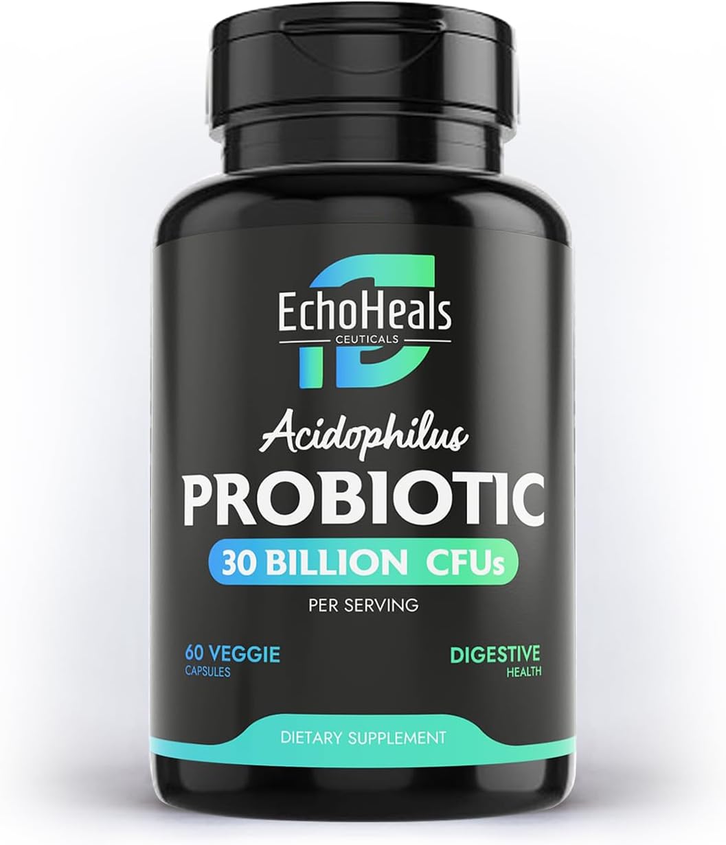 EchoHeals CEUTICALS Acidophilus Probiotic - 30 Billion CFUs for Digestive & Immune Health - 60 Capsules