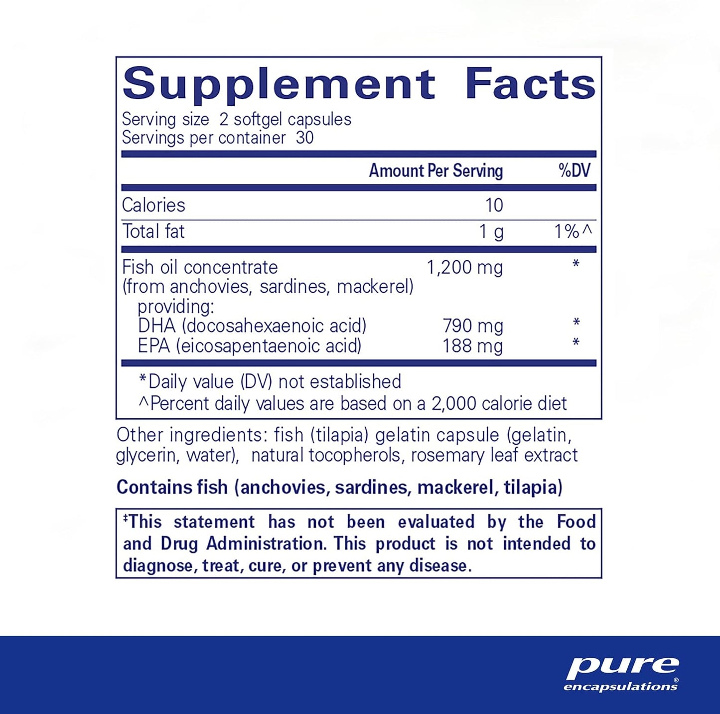 Eco-Friendly Supercritical CO2 Extracted DHA Fish Oil Concentrate - 60 Softgel Capsules by Pure Encapsulations