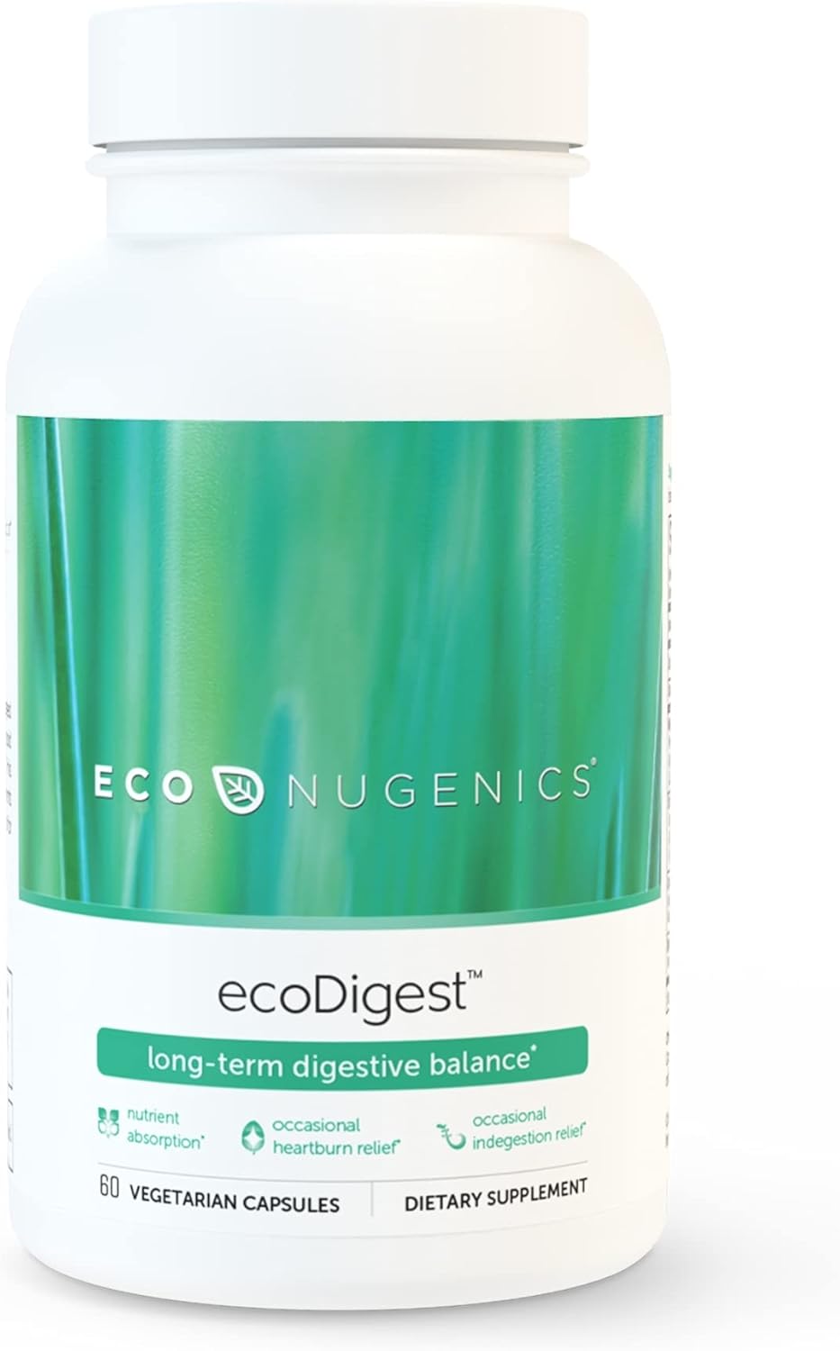 EcoNugenics EcoDigest Digestive Health Supplement - 60 Capsules - Herbal Enzyme Support for Gut Health