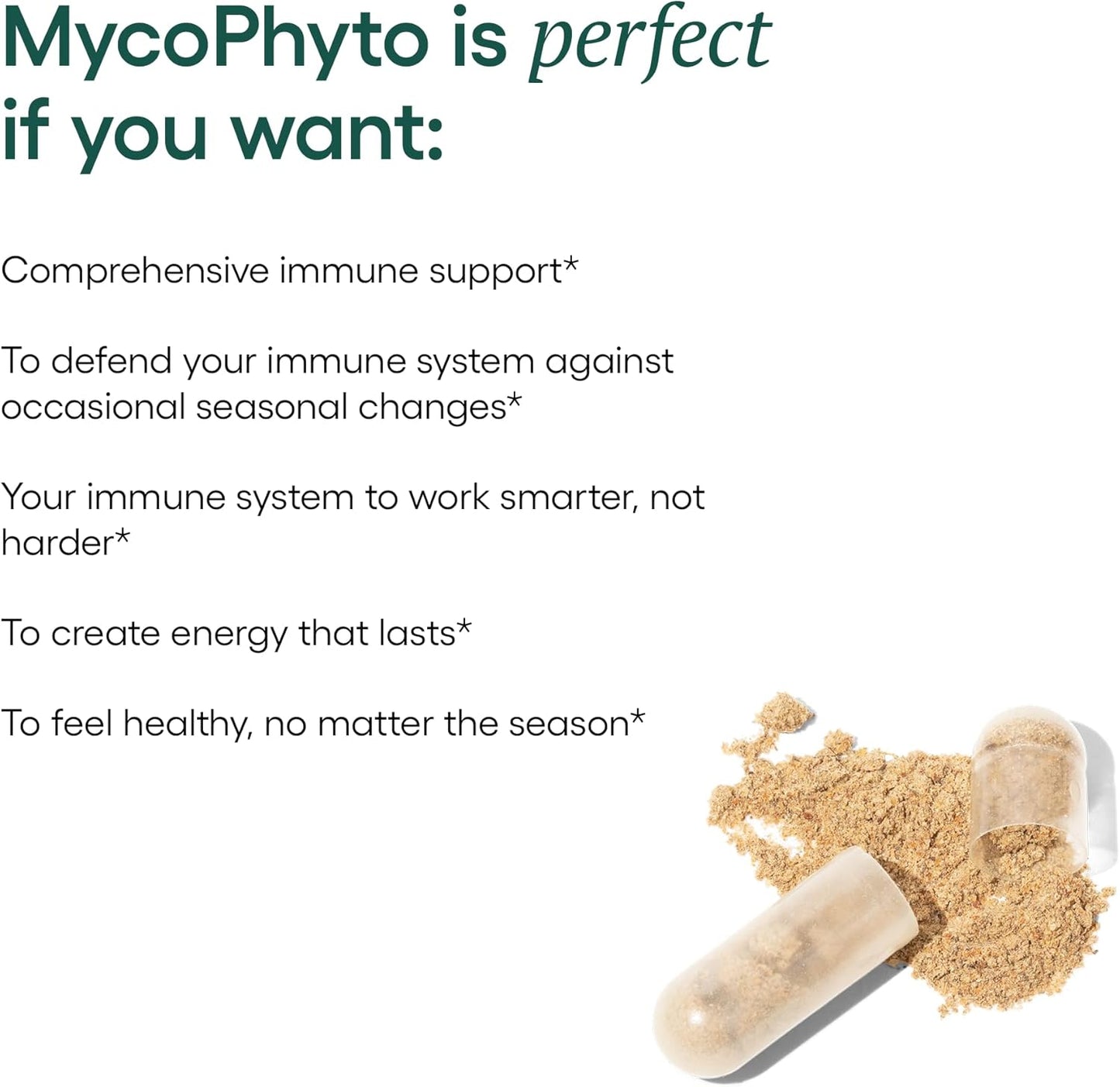 EcoNugenics MycoPhyto Complex: Immune Support Mushroom Supplement - 60 Capsules - Turkey Tail, Reishi, Cordyceps, Maitake - Energy, Gut Health, Brain Support